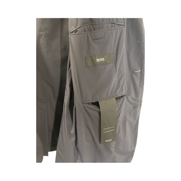 Men's Navy Hugo Boss slim fit Packable flex fit poly blend blazer 44L - Picture 2 of 5